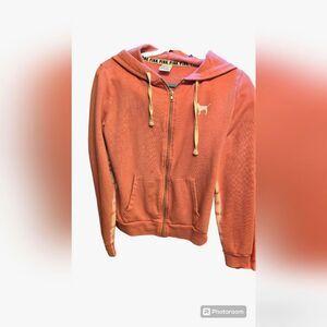 VICTORIA'S SECRET PINK Full Zip Up Pink Hoodie Sweatshirt Dog Logo Women's S
